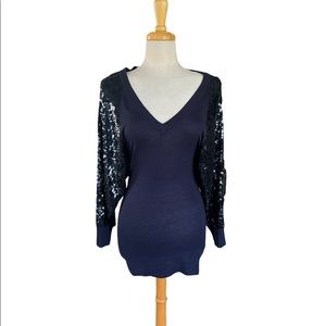 French Connection size 2 navy blue sequence sleeves